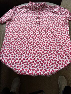 G/FORE White Polo with Pink Floral Print